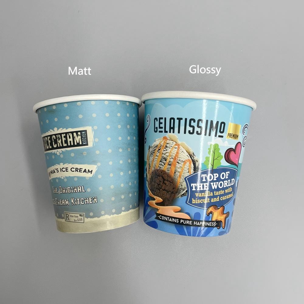 Matt and Glossy of Ice cream cups Matt and Glossy of Ice cream cups